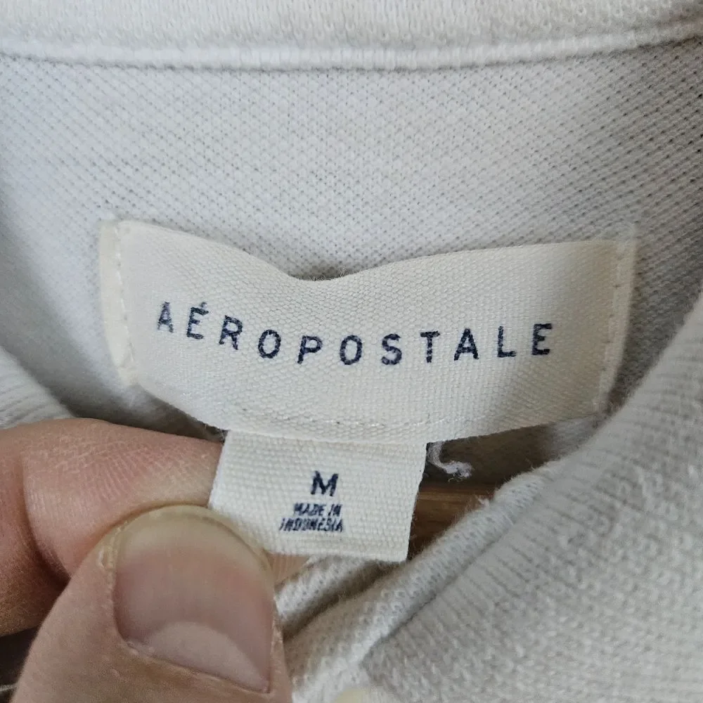 Aeropostale Youth Size M Ivory Polo Shirt 100% Cotton Popsicle Print Preppy Boys